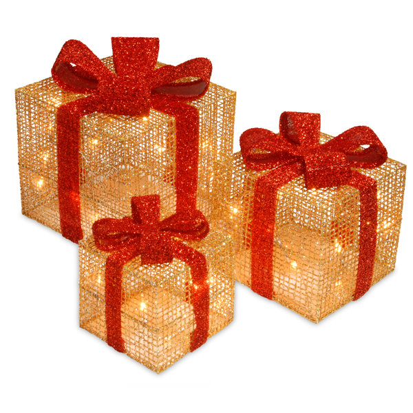 Hashtag Home 3 Piece White Thread Gift Box Lighted Display & Reviews